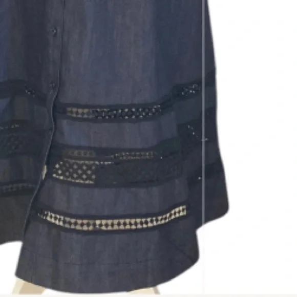 Carlisle Collection NWT Denim Blue Bell Dress Short Sleeve Fit Flare Dress - Picture 10 of 13